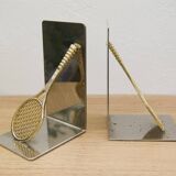 Paire de serre-livres vintage en forme de raquette de tennis – années 1980