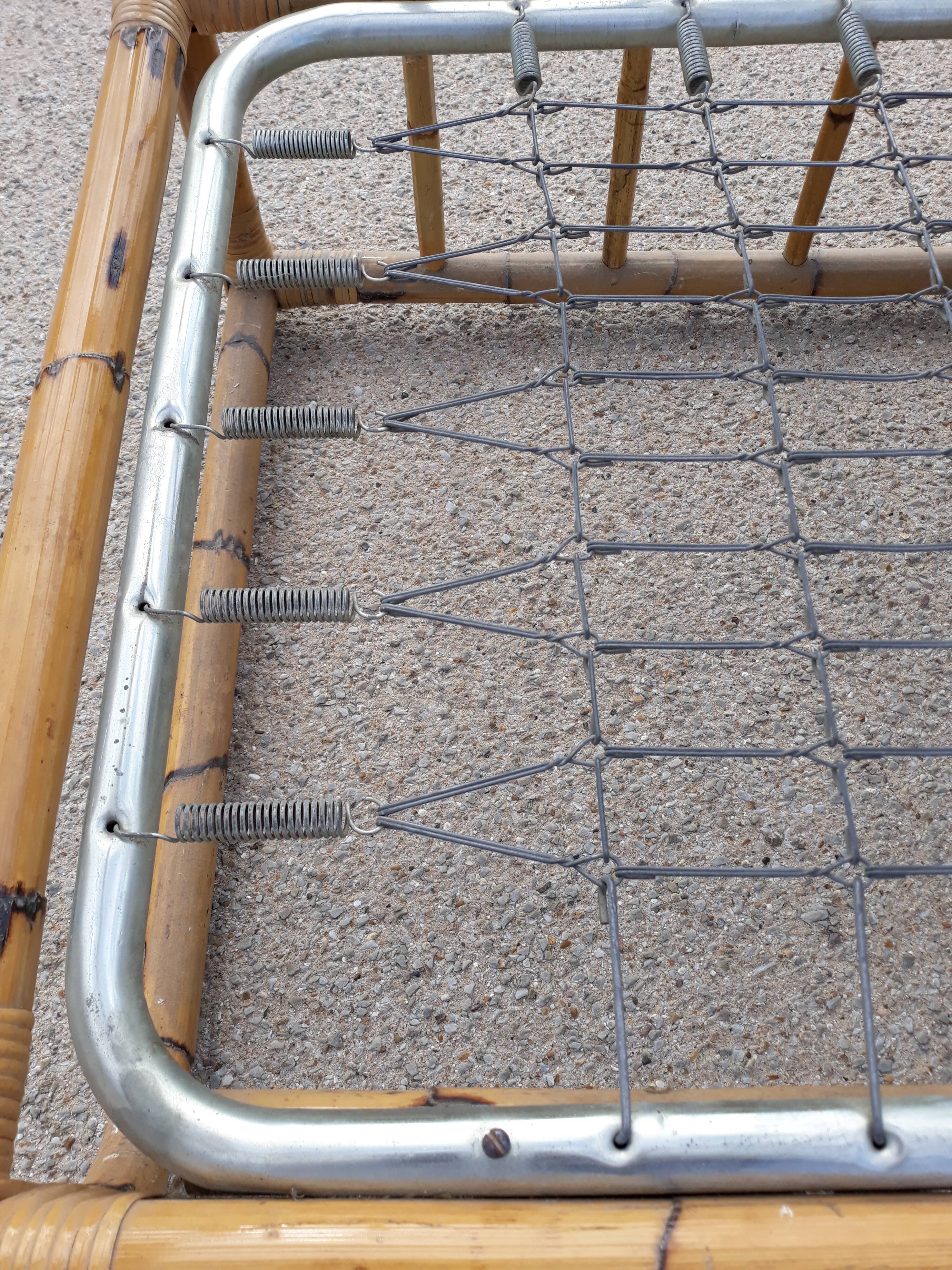 Sofa bench 3-seater vintage rattan