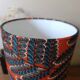 Sculpted stone lamp dlg Tormos, linen lampshade with botanical print