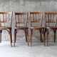 4 chairs Baumann bistrot 1925 sitting wood, "patina bistro of the corner"