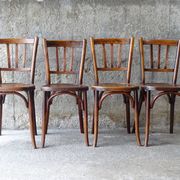4 chairs Baumann bistrot 1925 sitting wood, "patina bistro of the corner"