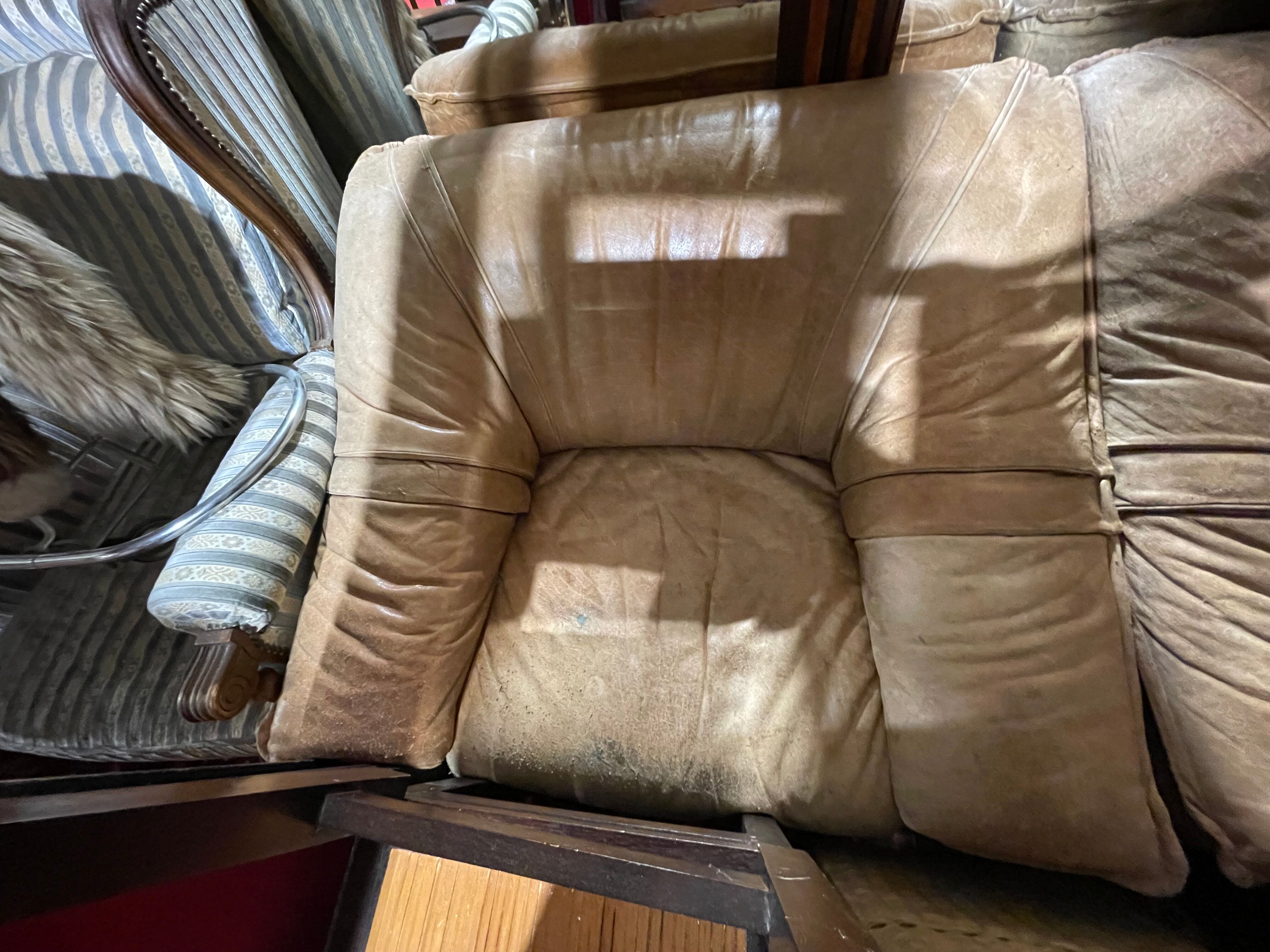 Pair of armchair heater leather havana 70"