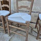 Set of 4 antique straw-seated chairs