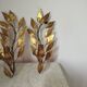 Pair of gold metal floral leaf sconces
