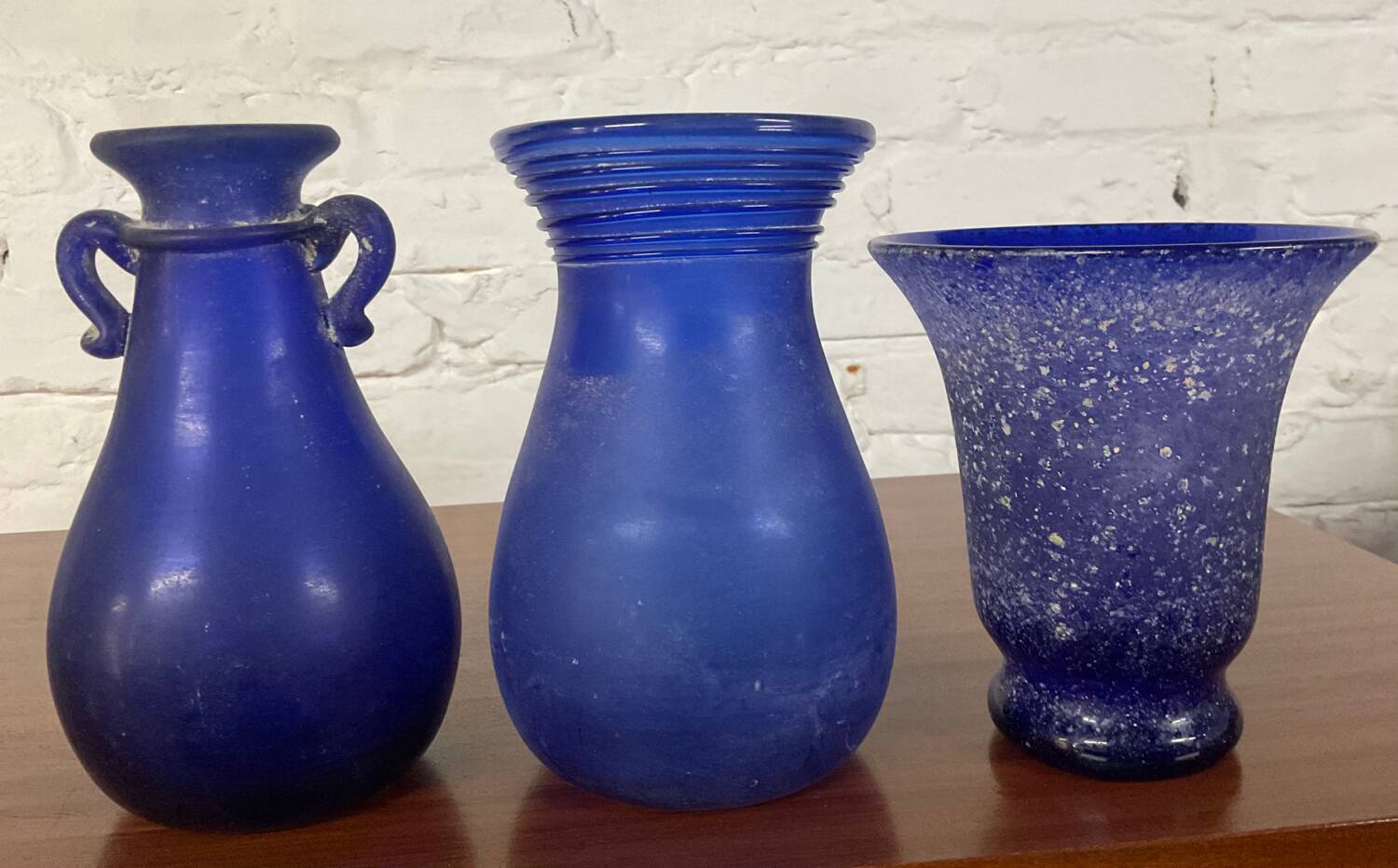 Series of 3 Murano “Scavo” vases in glass paste from the 60s and 70s