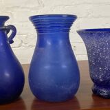 Series of 3 Murano “Scavo” vases in glass paste from the 60s and 70s