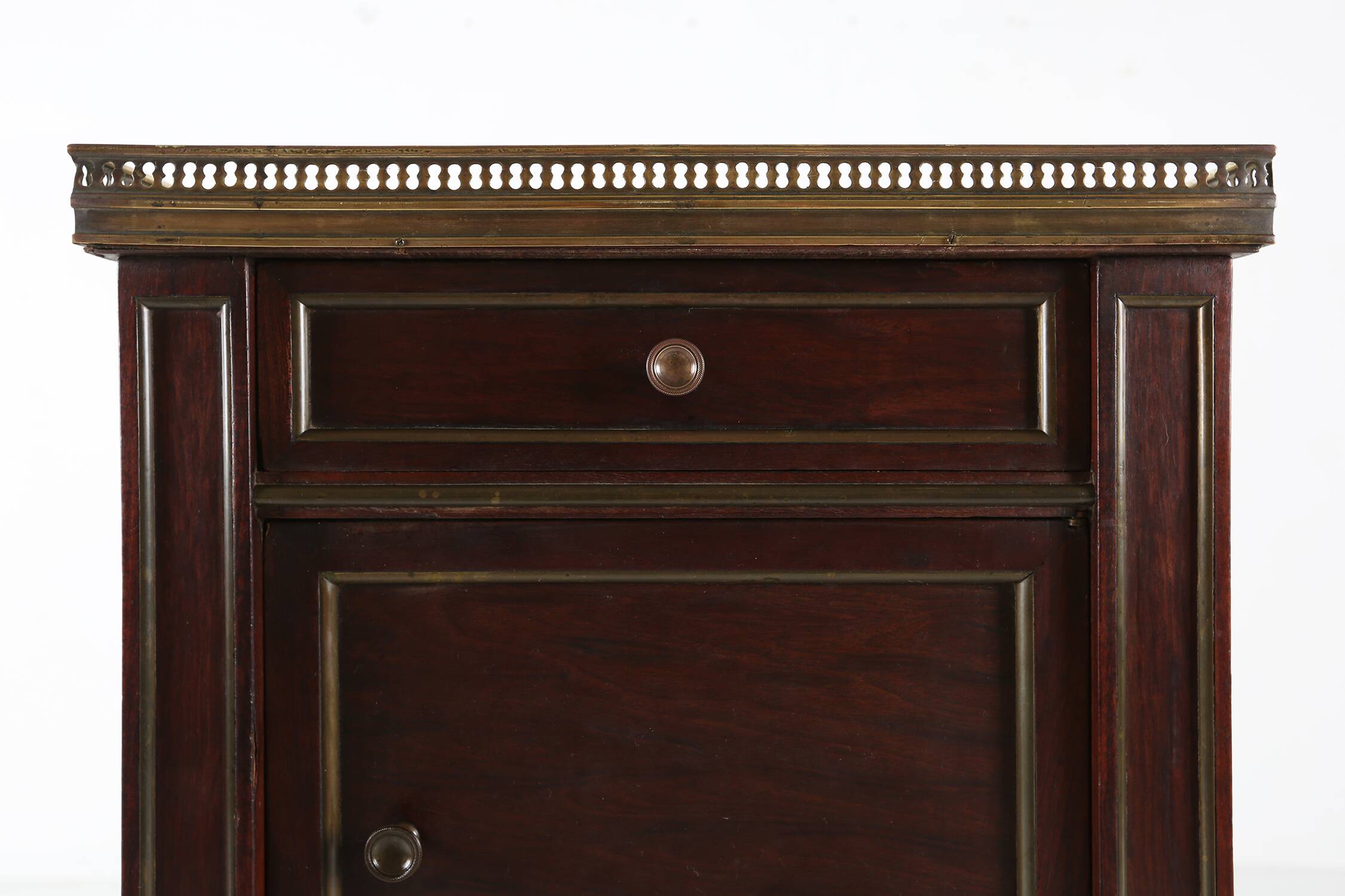 French 19th century Empire nightstand in wood with marble top