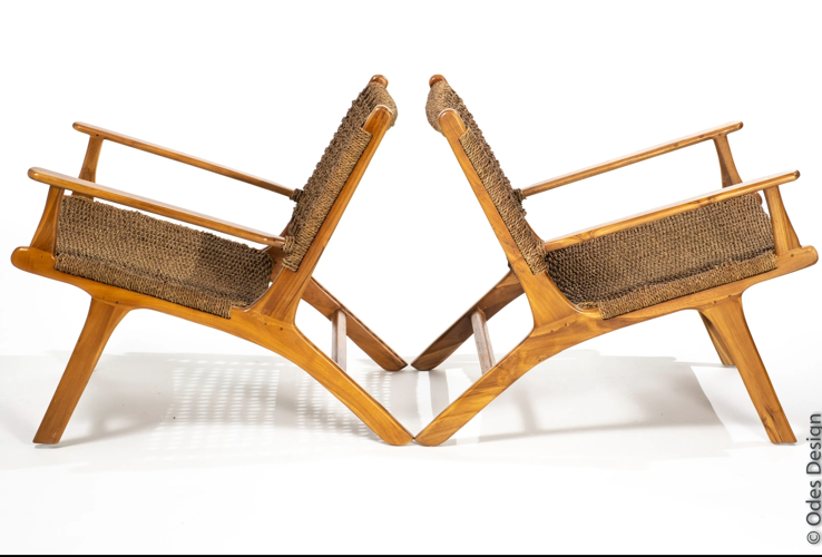 Bench set and its pair of armchairs by Olivier de Schrijver