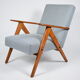 Fauteuil vintage original années 1960, totalement restauré, pied de poule
