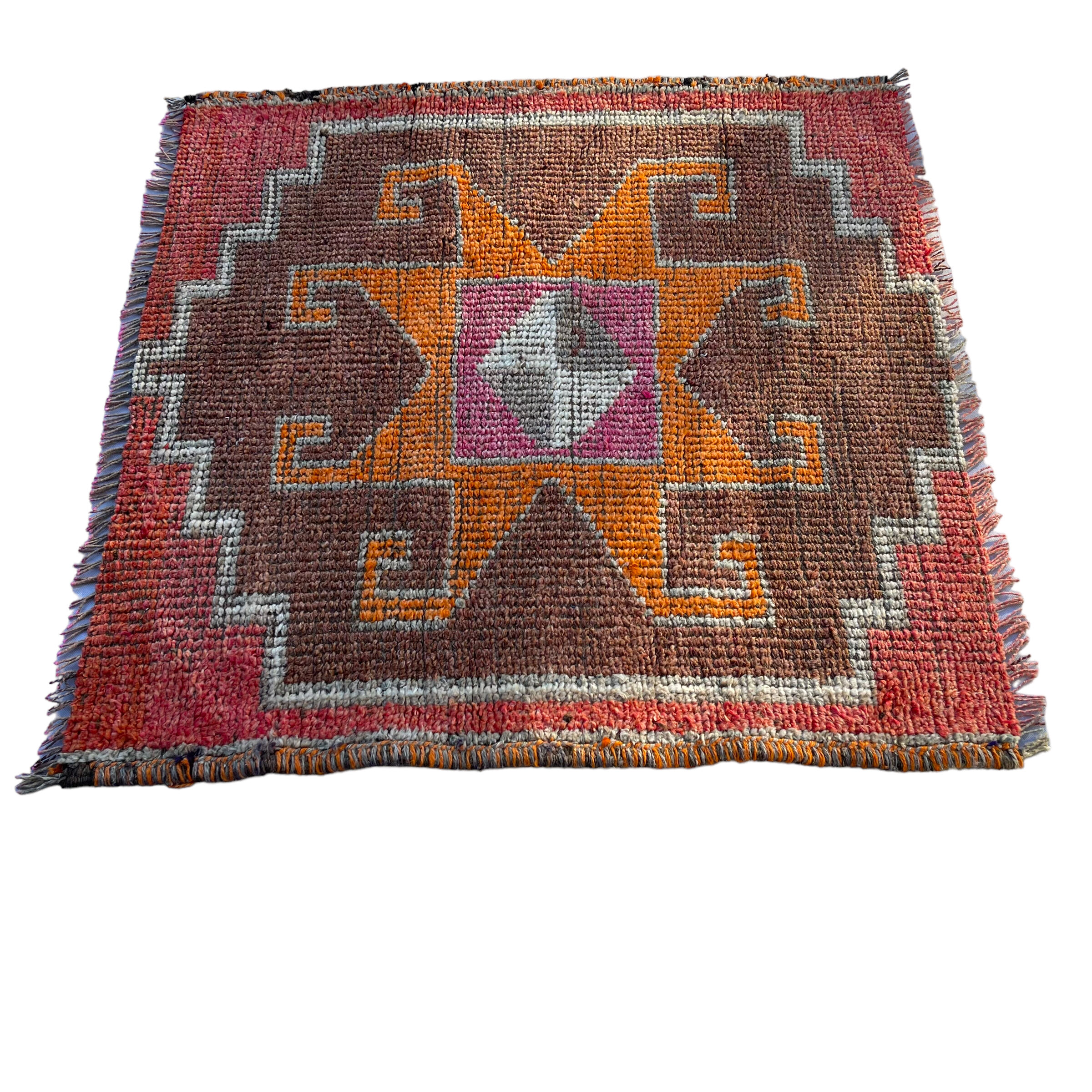 Tapis herki kurde vintage, 100 x 100 cm