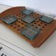 Teak tray with glass bowls by Jens Quistgaard for IHQ Dansk Designs, 1960s, set of 6.