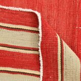 Red & beige wool kilim rug 237x142cm