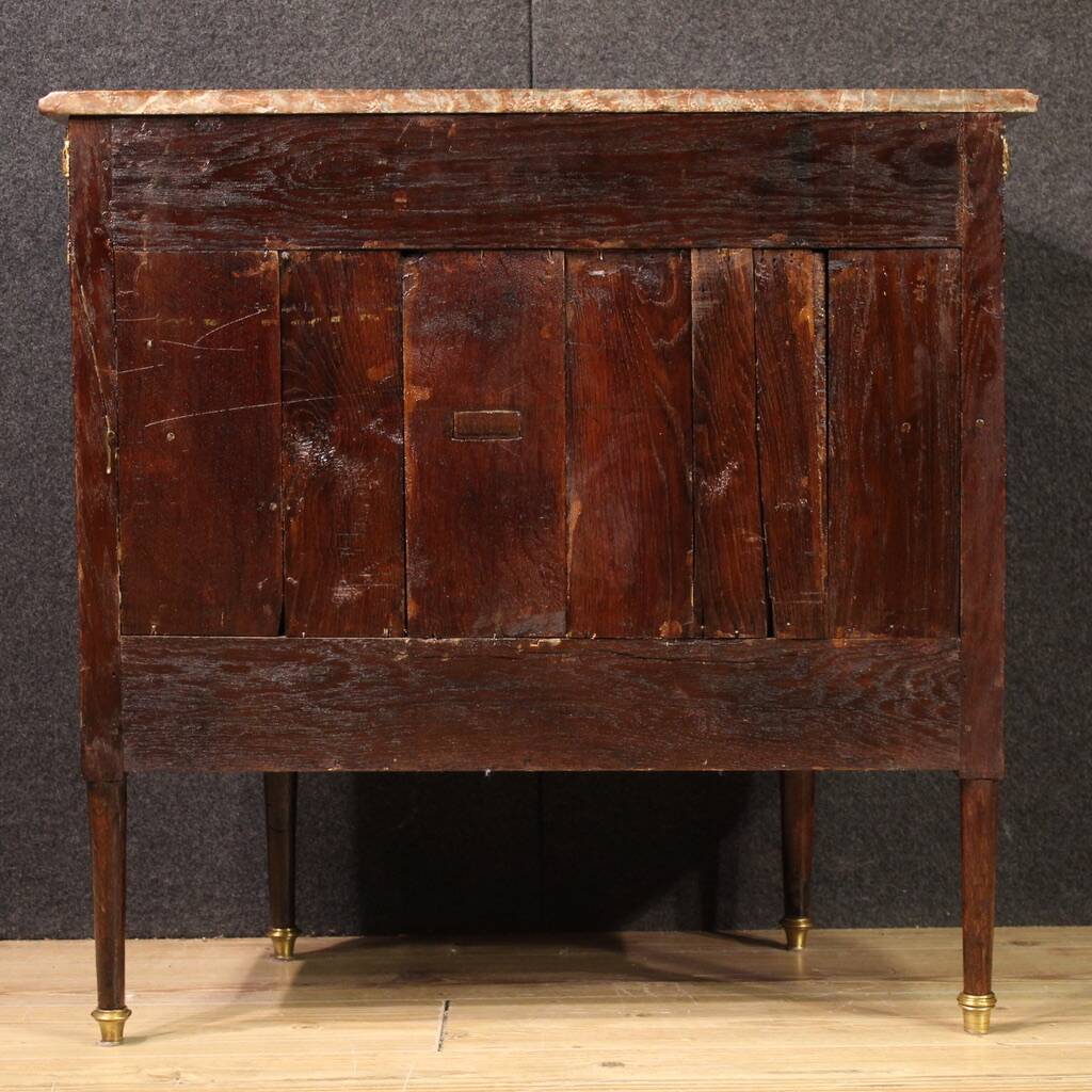 Petite commode française Napoléon III du XIXe siècle avec dessus en marbre