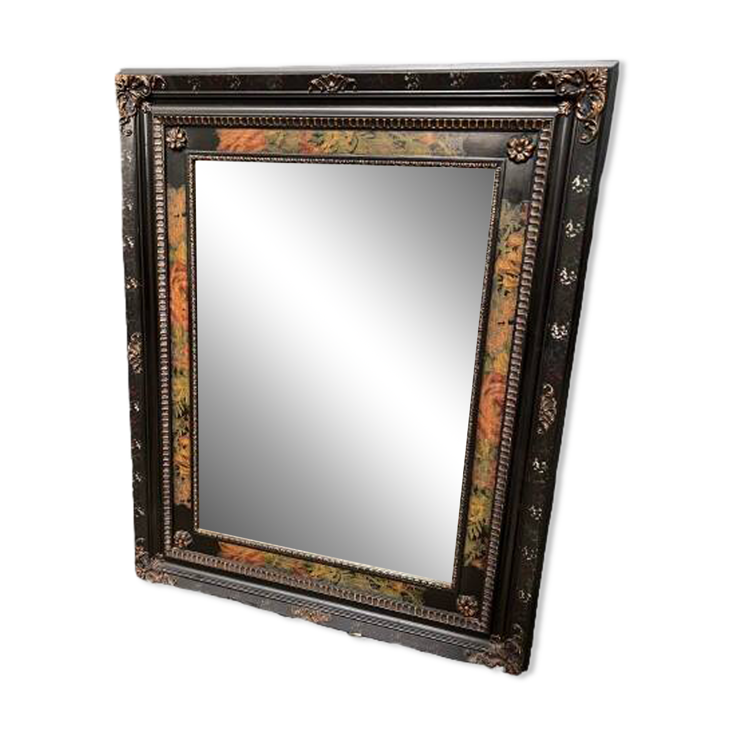 Mirror with painted wooden frame