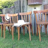 Suite of four foot bistro chairs with hoops / vintage 40s-50s