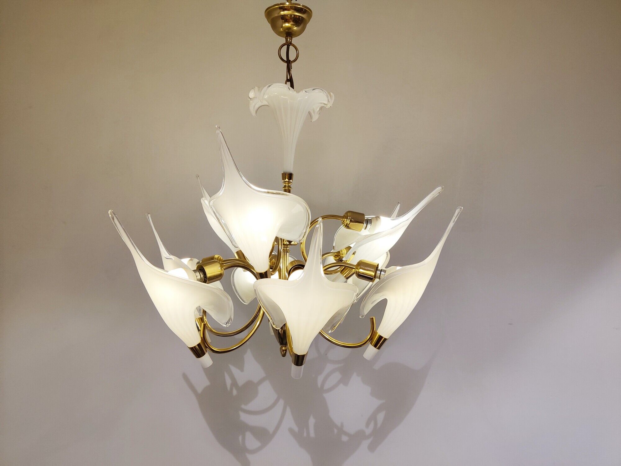 Murano Glass Canna Lily Chandelier, 1970s