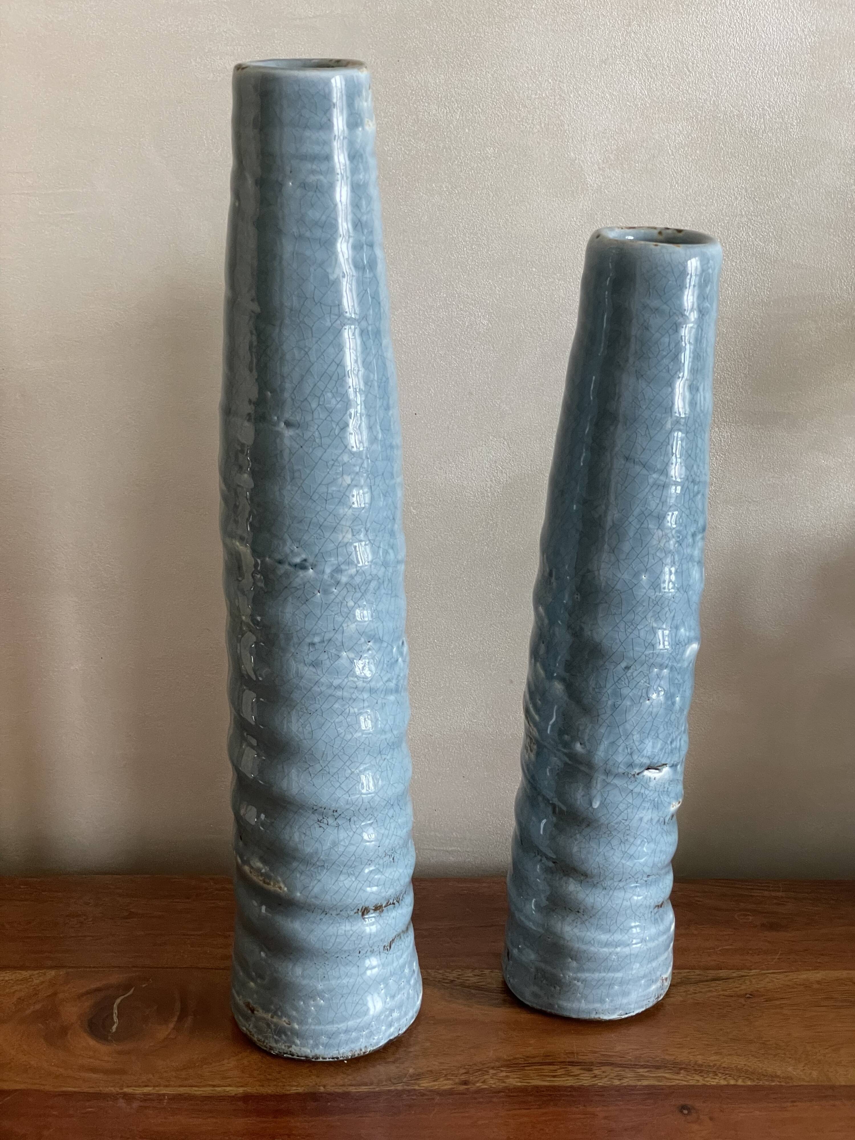 Duo de vases acier et grès