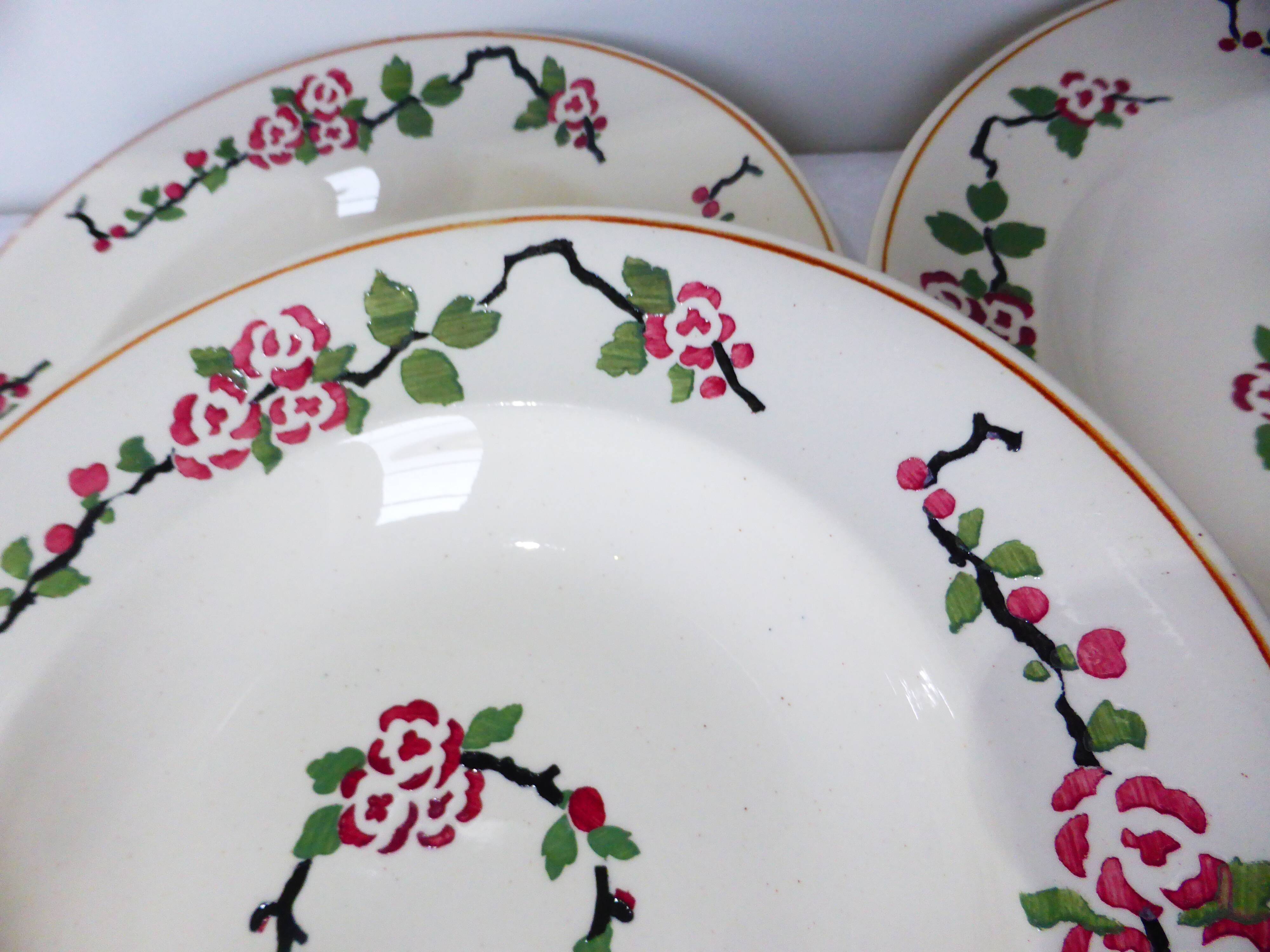 5 Longwy soup plates, Aupébines model