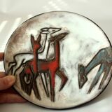 Ruscha ceramic wall plate, handmade in the 60s, Vintage