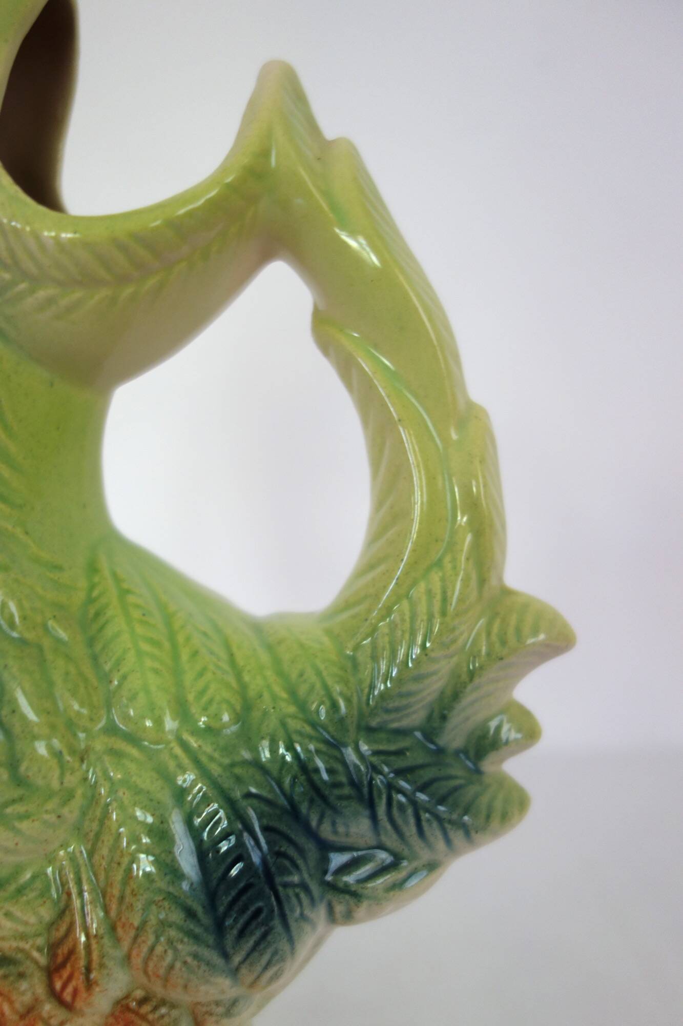 Saint Clément rooster pitcher, barbotine, 1950s