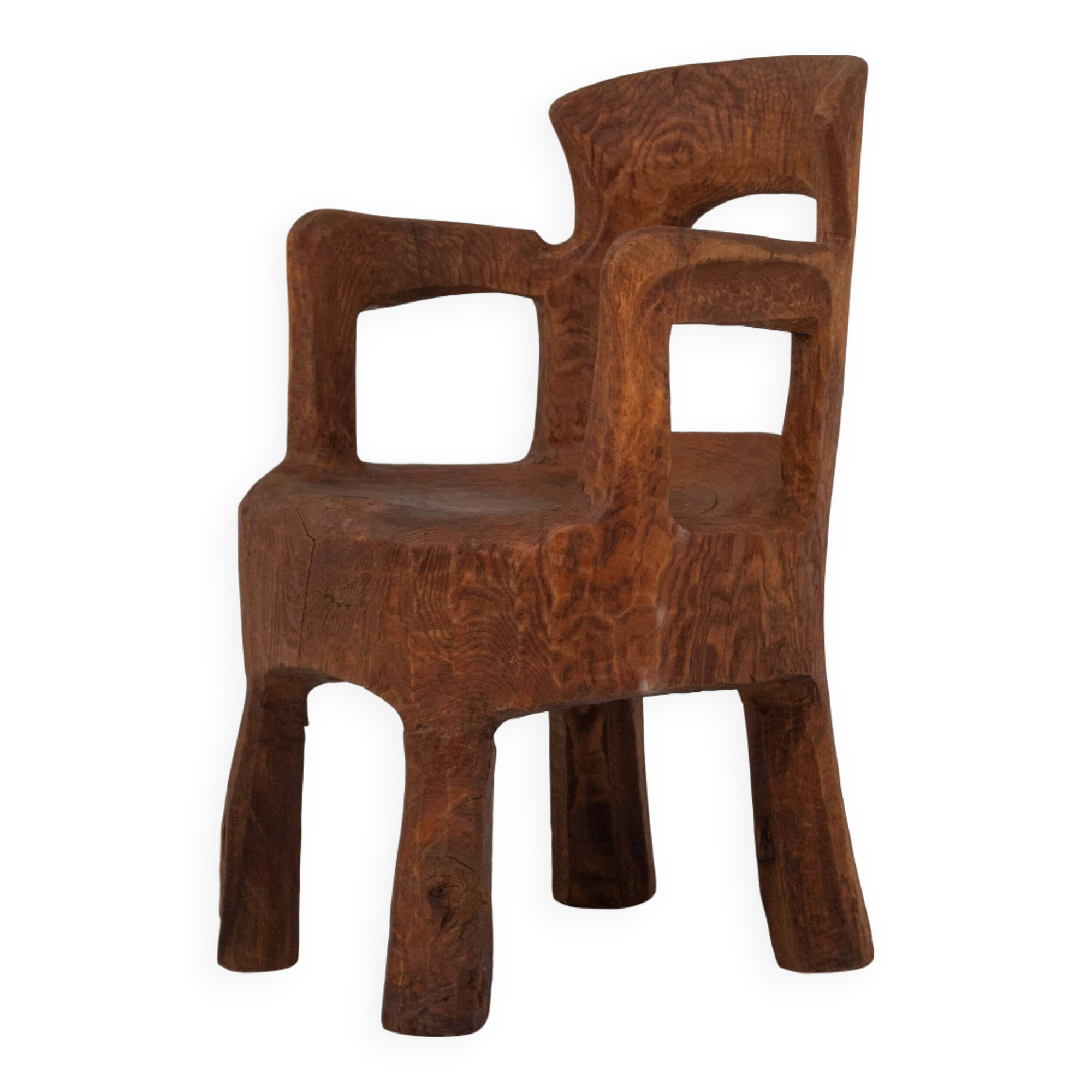 Hand carved solid wood chair, unique sculptural design
