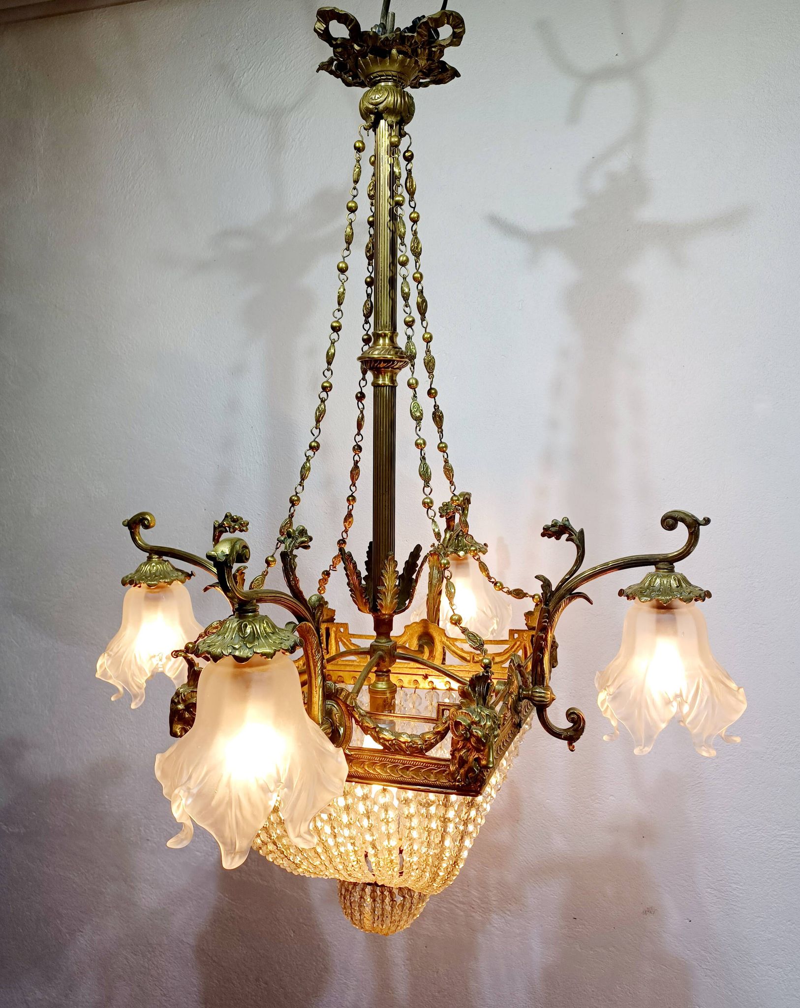 Louis XVI style ram chandelier
