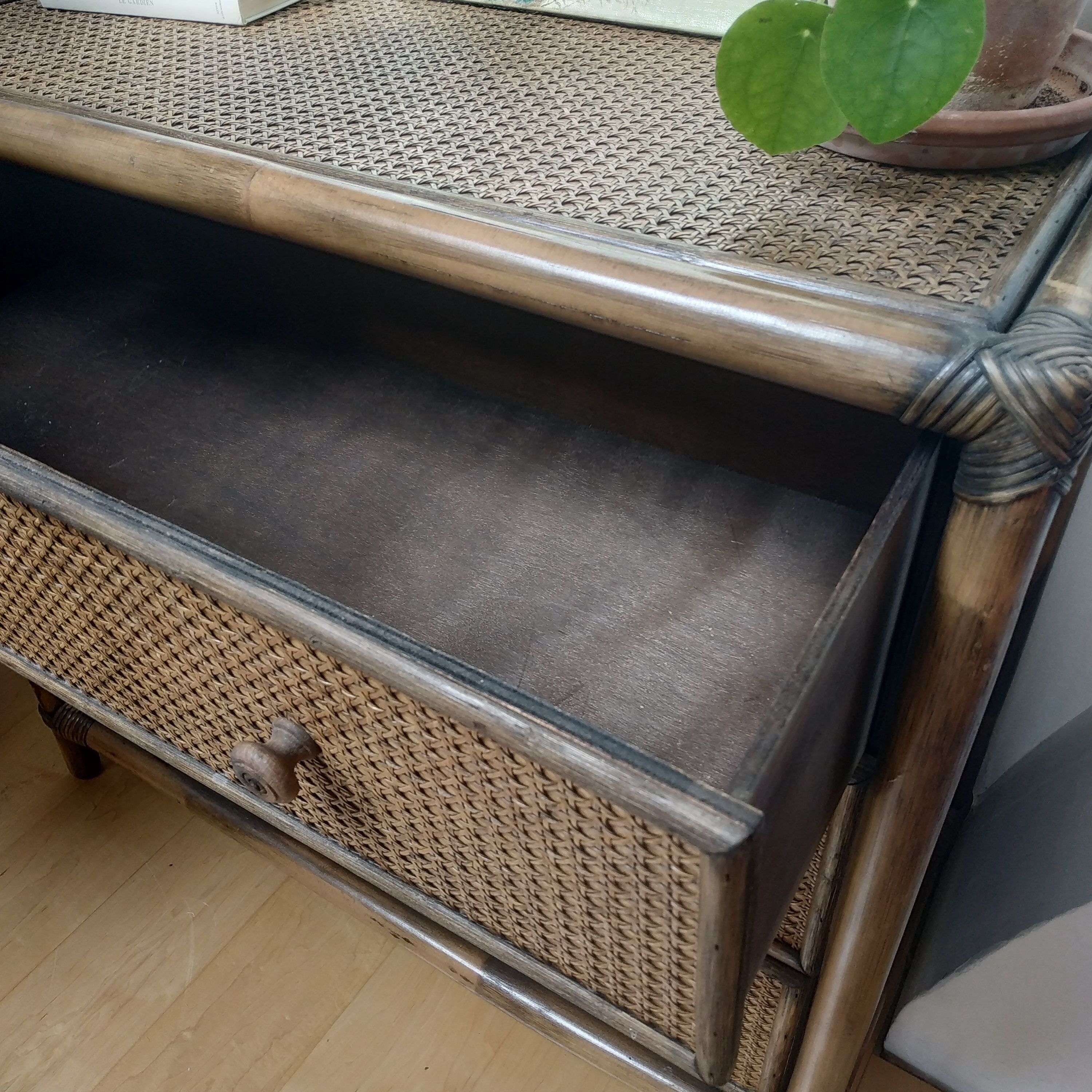 Rattan chest of drawers and canning