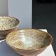 Duo of ceramic bowls interior glazed exterior matt raw earth