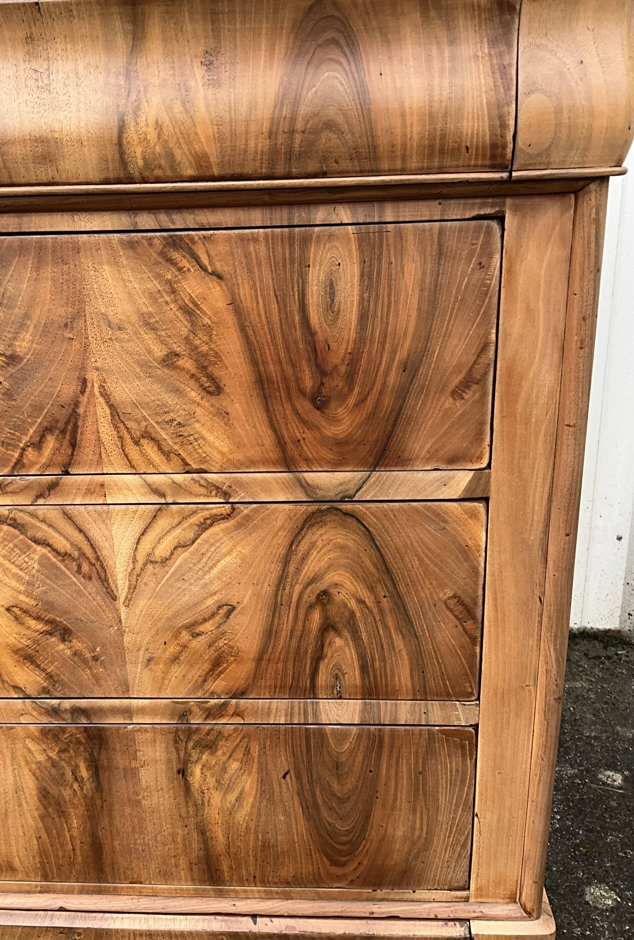 Louis Philippe Burl Walnut Chest of Drawers, Mid-19th Century