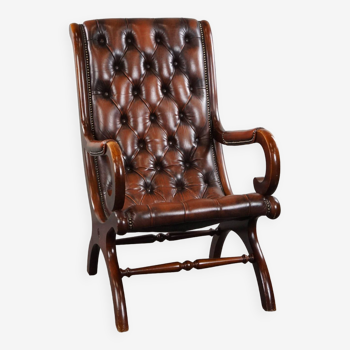 English cowhide chesterfield armchair