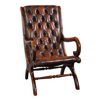 English cowhide chesterfield armchair