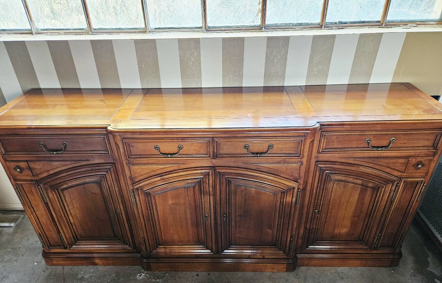 Antique grand buffet in solid cherry wood – character sideboard – 250 cm