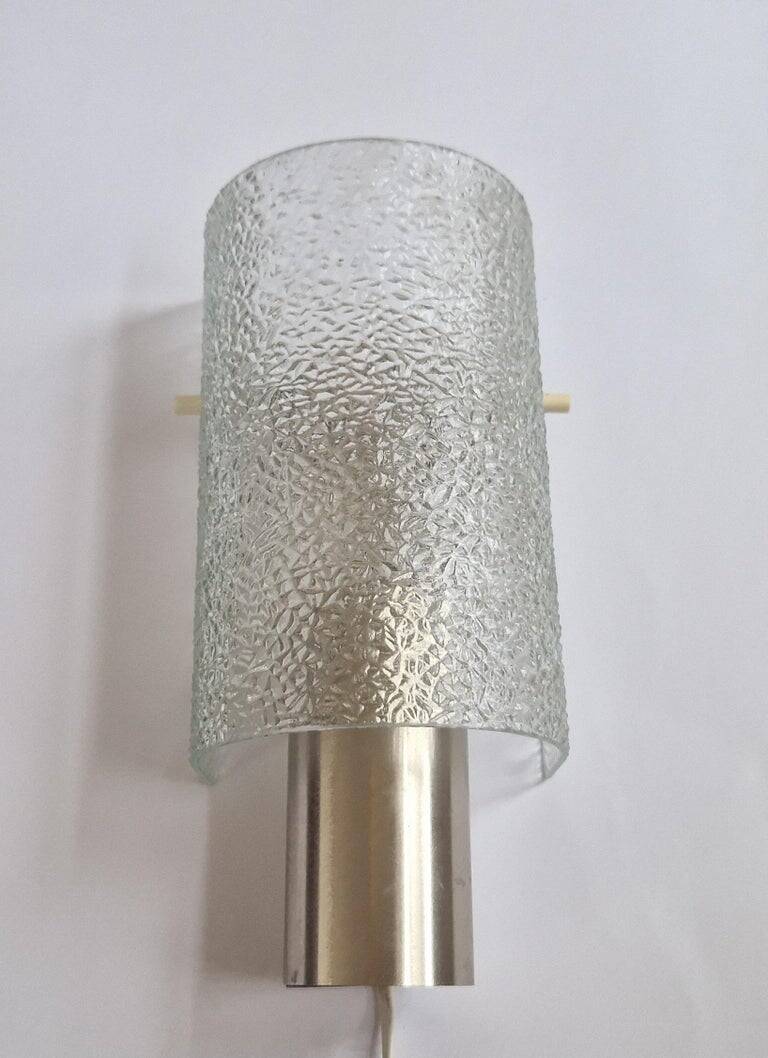 Midcentury Glass and Chrome Wall Lamp, Germany, 1970s