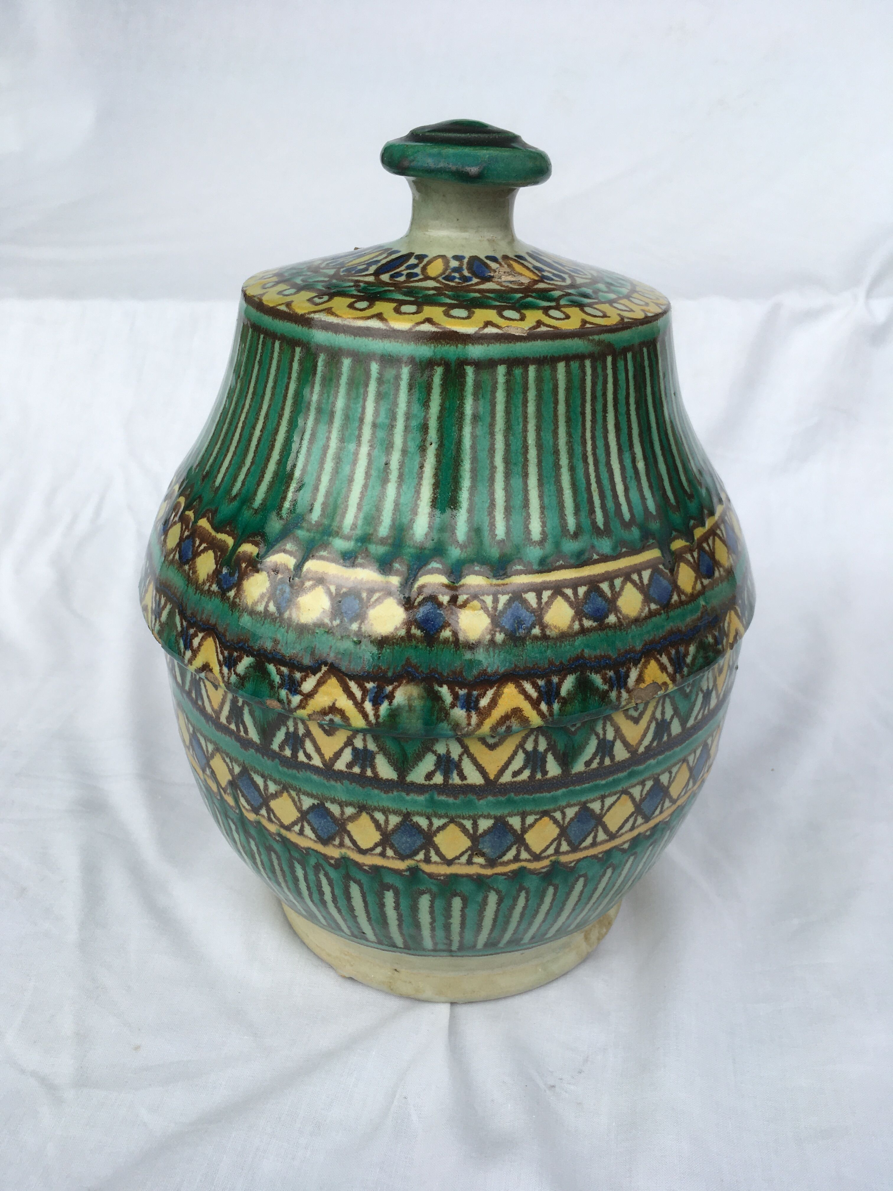 Butter pot, Jobbana, Morocco, Fez, 19th century geometric decorations
