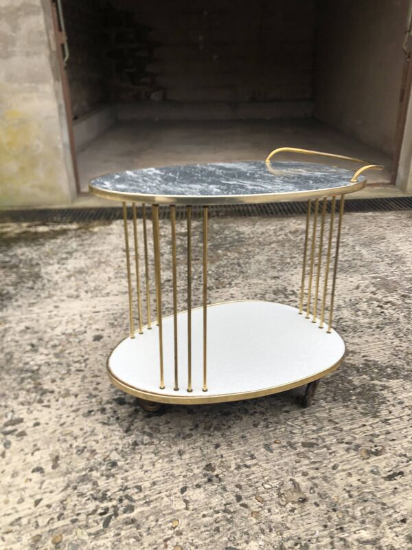 Desserte sur roulettes, chariot Formica années 60