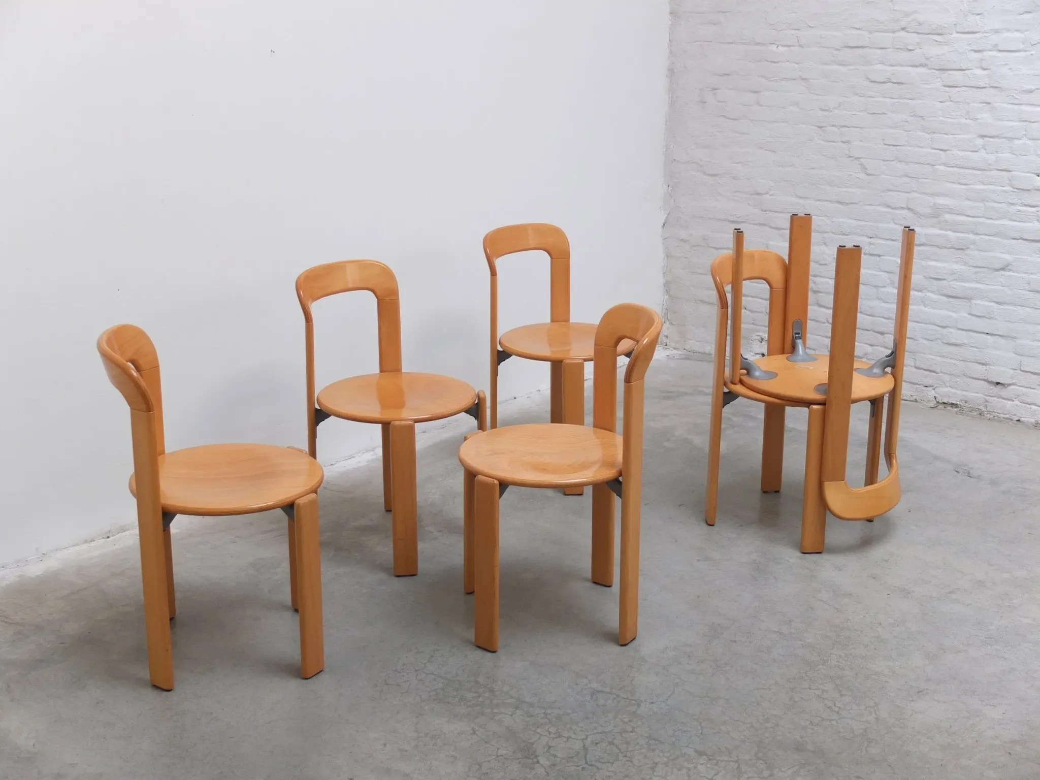 Set of 6 'Rey' chairs by Bruno Rey for Dietiker Switzerland, 1971