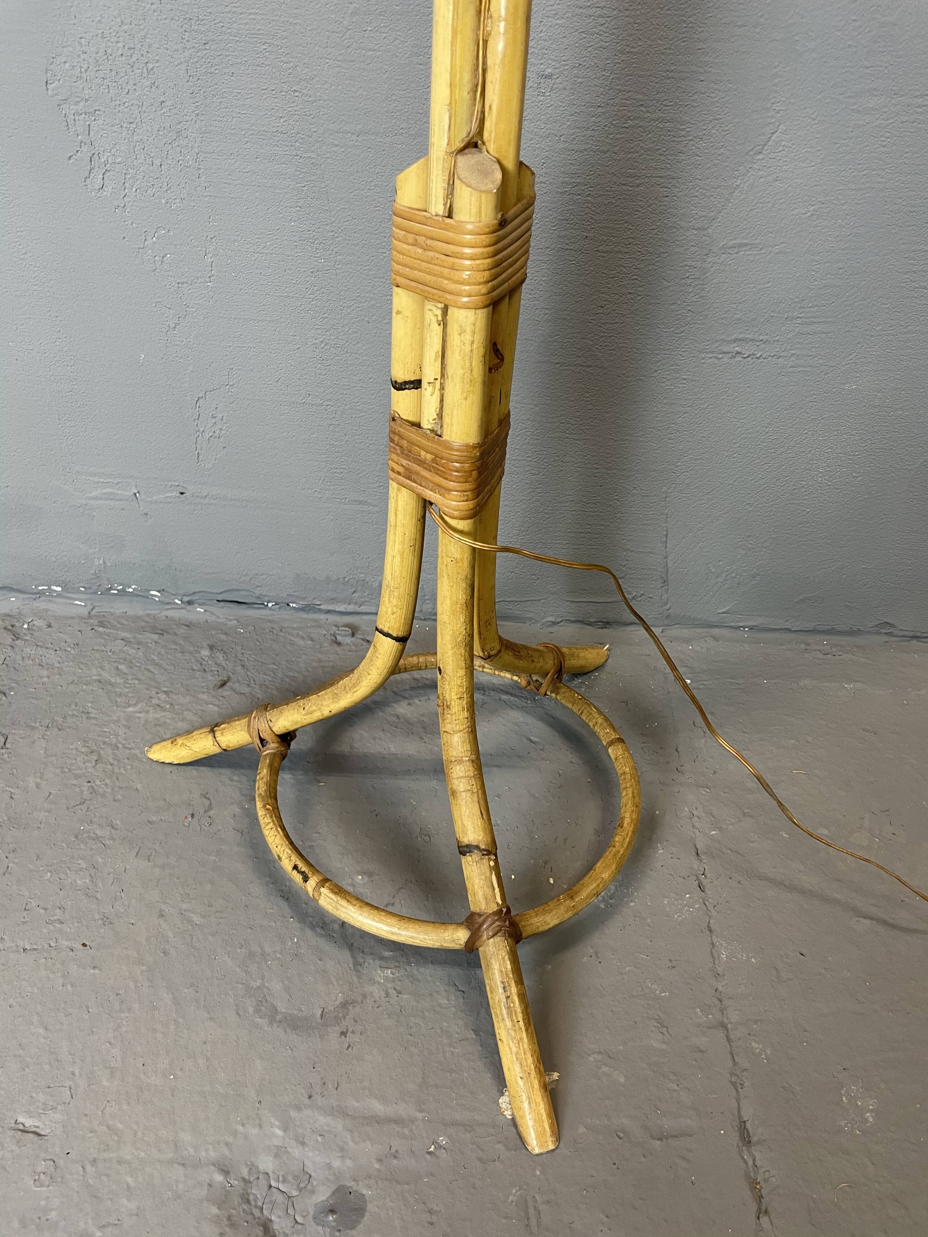 Rattan floor lamp 3 fires 50s