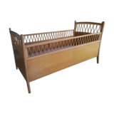 Lit enfant bois rotin vintage