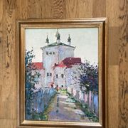 Old painting Oil on cardboard dimensions: height - 59 cm - width - 49 cm -