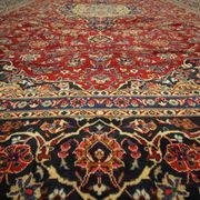 Tapis persan traditionnel fait à la main d’Ispahan en laine rouge vintage - 295x411cm