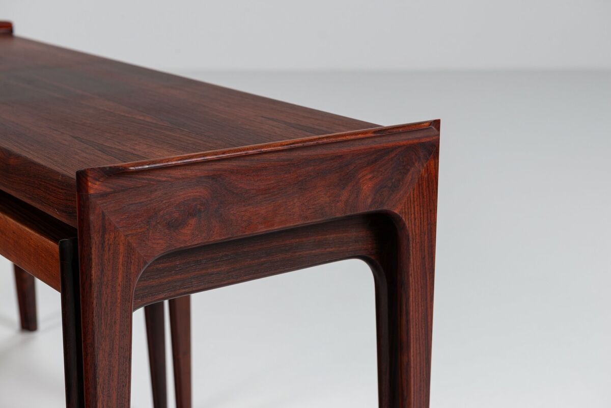 Erling Torvits nesting tables in rosewood Heltborg Mobler Denmark 1960