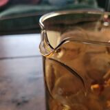 Large amber glass pitcher with bubbles – 1970s design