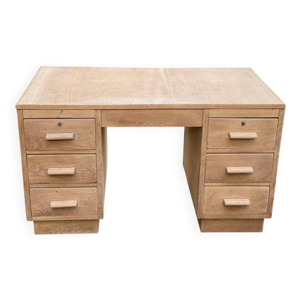 Bureau administratif extensible rénové en chêne du XIXème 130cm