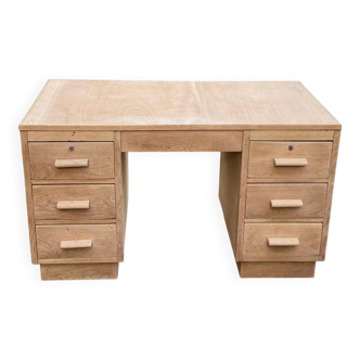 Renovated extendable administrative desk in 19th-century oak, 130cm.