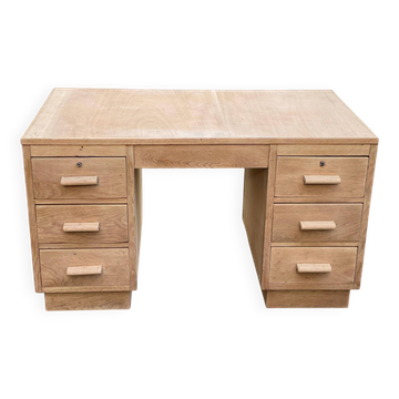 Renovated extendable administrative desk in 19th-century oak, 130cm.
