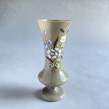 Beige opaline vase with hand-painted flower addition