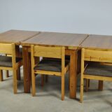 Vintage scandinavian pine drop-leaf dining table, edvin helseth, norway 70s