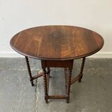 Edwardian extending oak drop leaf ‘barley twist’ side table