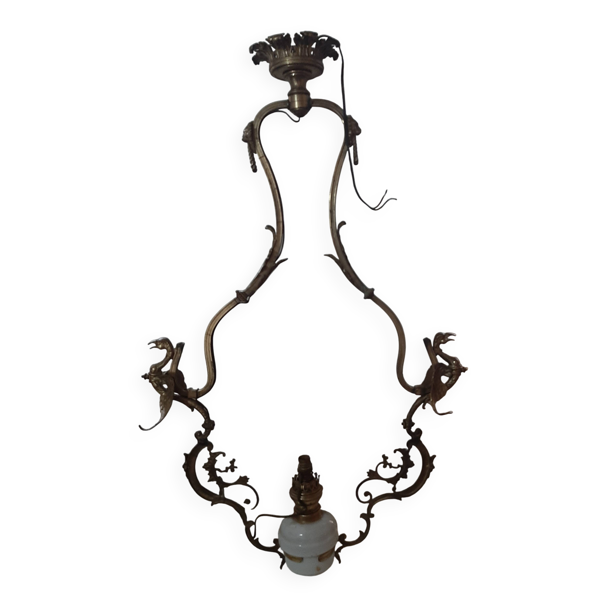 Bronze and Opaline Suspension Lyre - Napoléon III Style