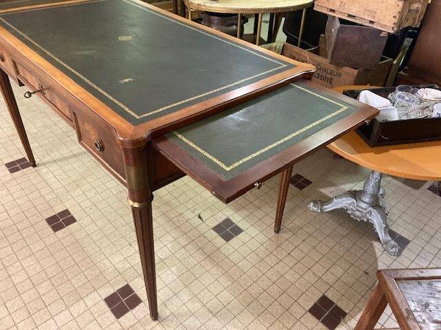 Louis XVI type desk in cherry wood and leather